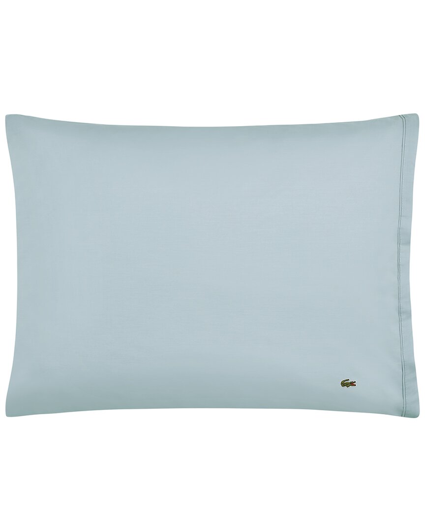 Lacoste Percale Solid Pillowcase Pair In Aqua