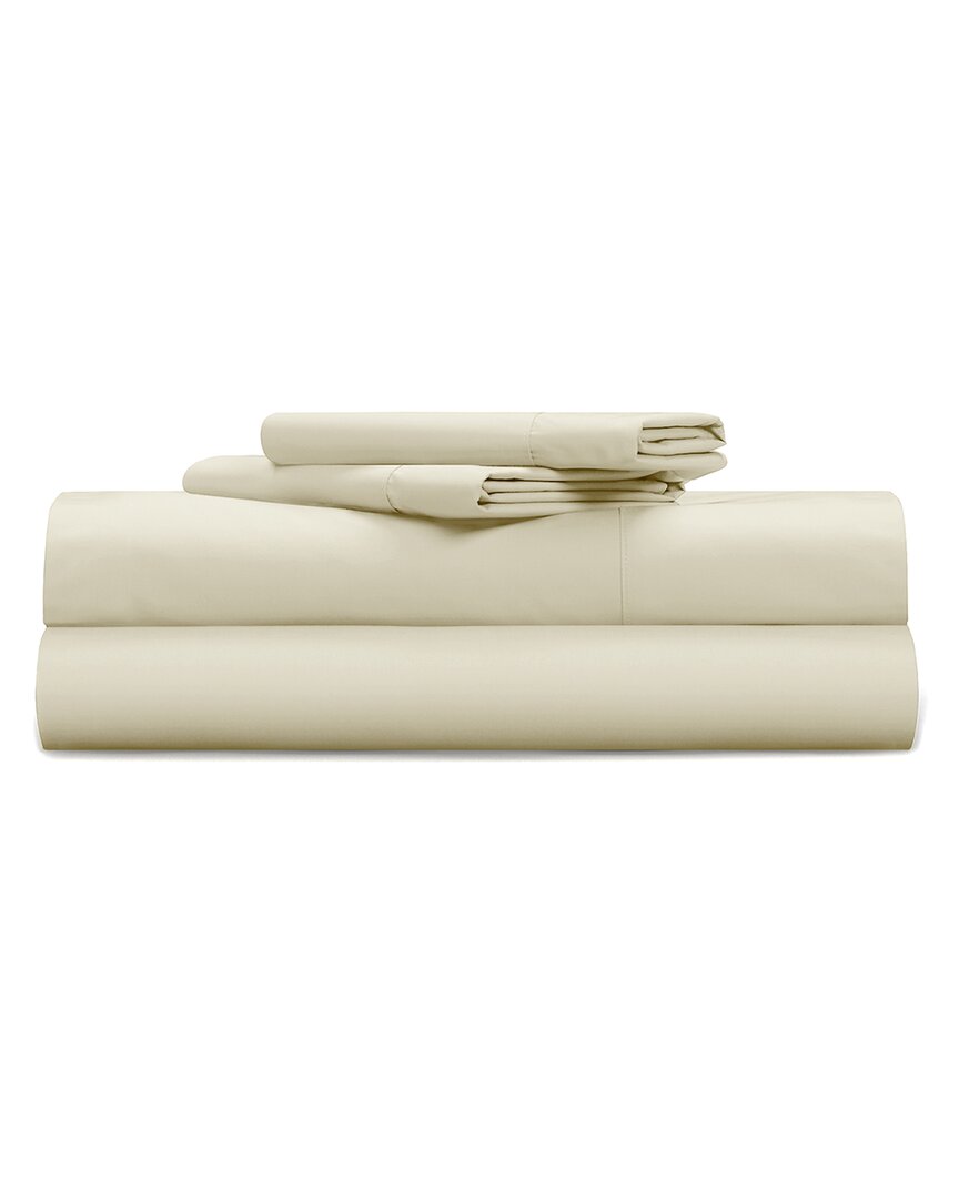 Shop Pillow Gal Classic Cool & Crisp 100% Cotton Percale 4-piece Sheet Set In Beige
