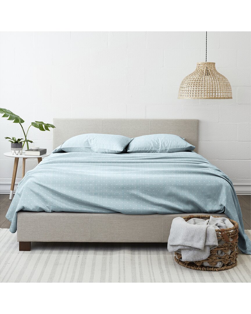Home Collection Premium Ultra Soft Polka Dot Pattern 4pc Bed Sheet Set In Blue