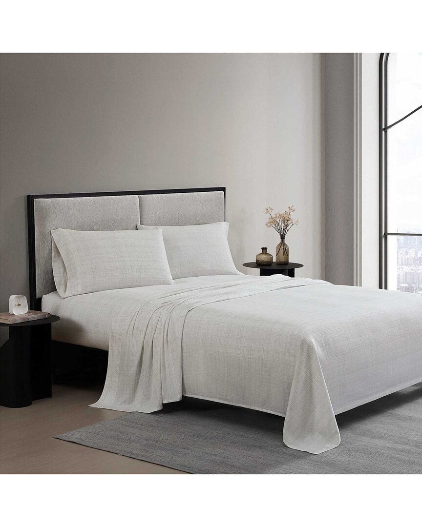 Vera Wang Erased Texture Cotton Sateen Sheet Set In White