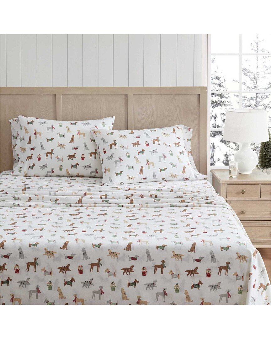 Martha Stewart Holiday Pups Cotton Flannel Sheet Set
