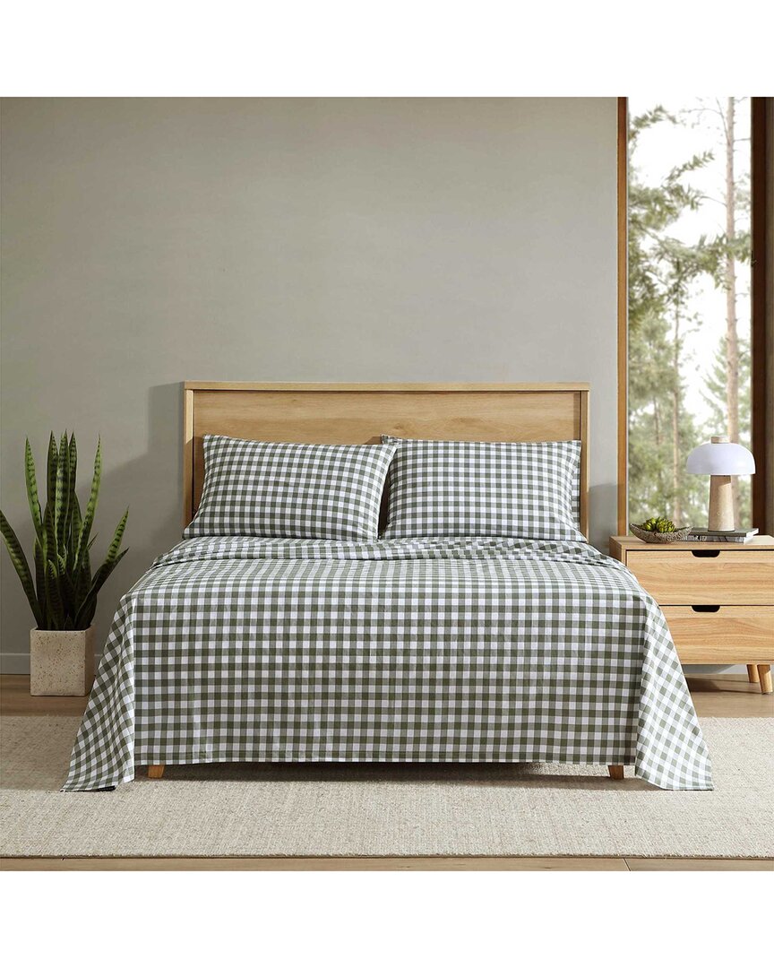 Eddie Bauer Preston Check Cotton Percale Sheet Set In Blue