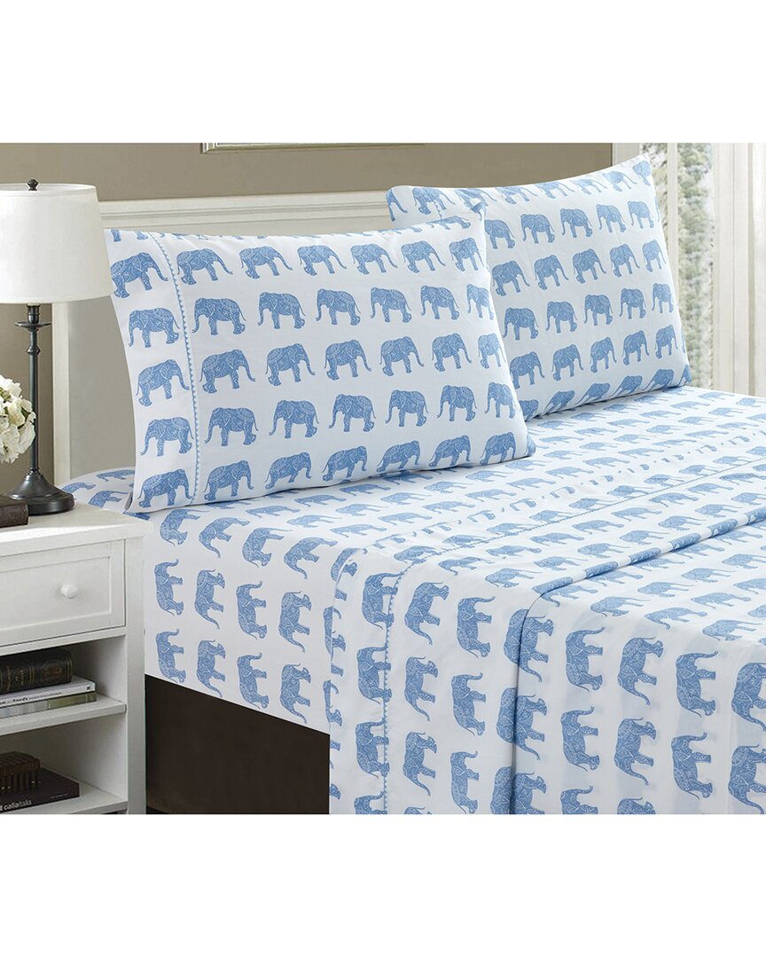 Melange Home 400tc Elephants Sheet Set In Blue