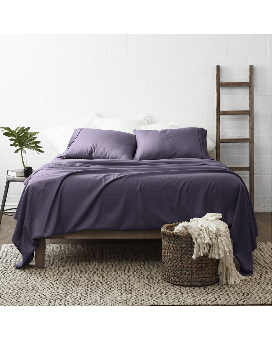 Home Collection Premium Checkered Embossed 4pc Bed Sheet Set