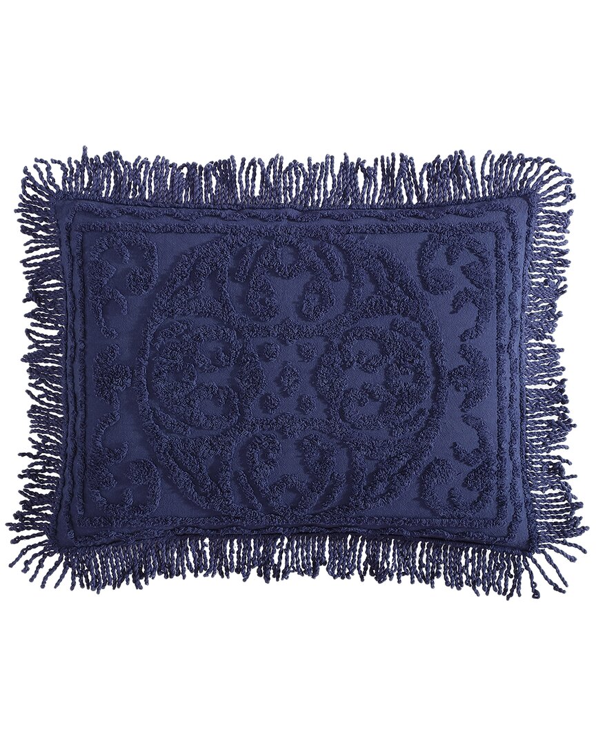 Beatrice Home Fashions Medallion Chenille Sham In Navy
