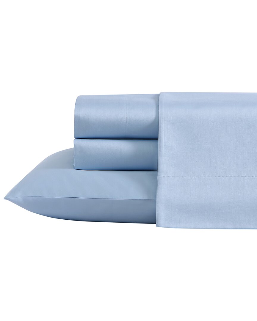 Laura Ashley Solid Cotton Blend 800 Thread Count Sheet Set In Blue