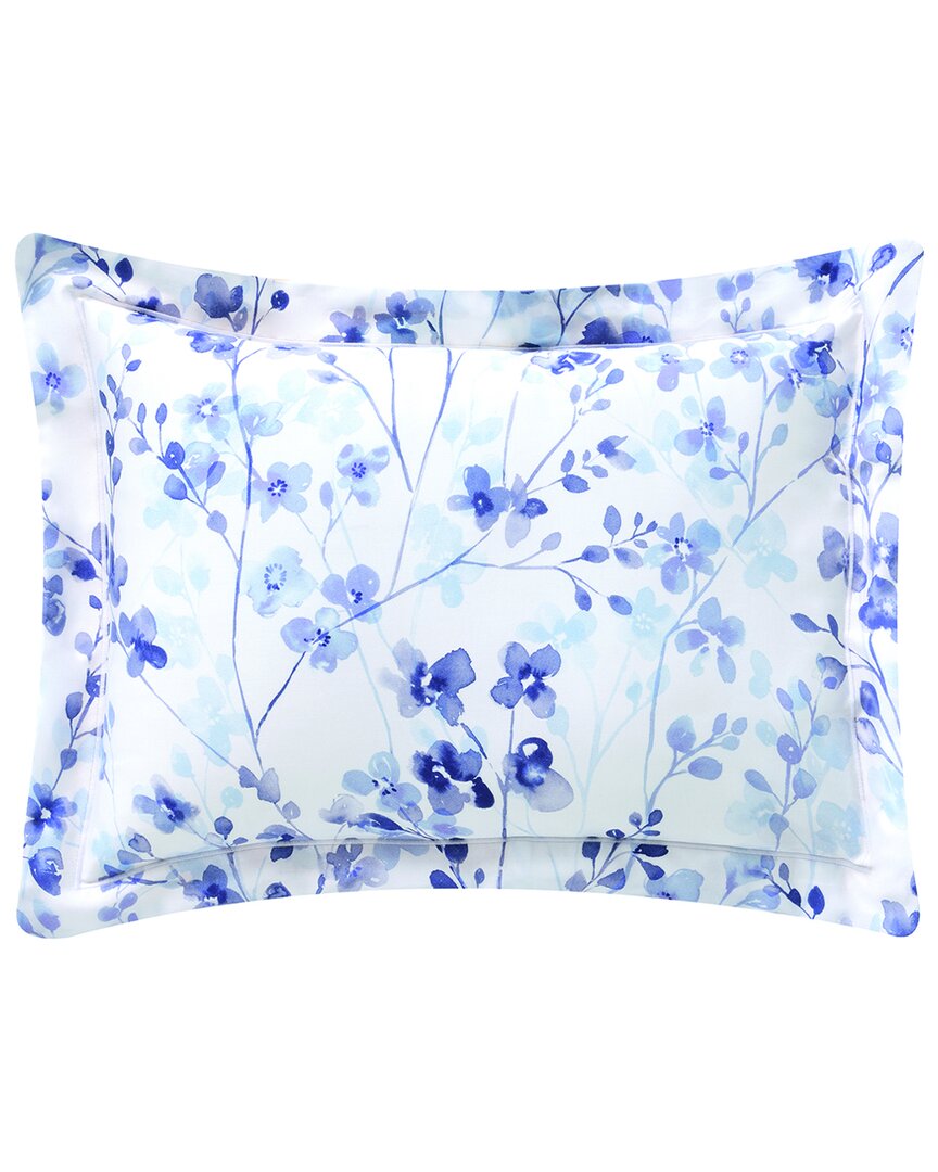 Anne De Solene Anne De Solène 300 Thread Count Calme Organic Sateen Reversible Boudoir Sham In Blue