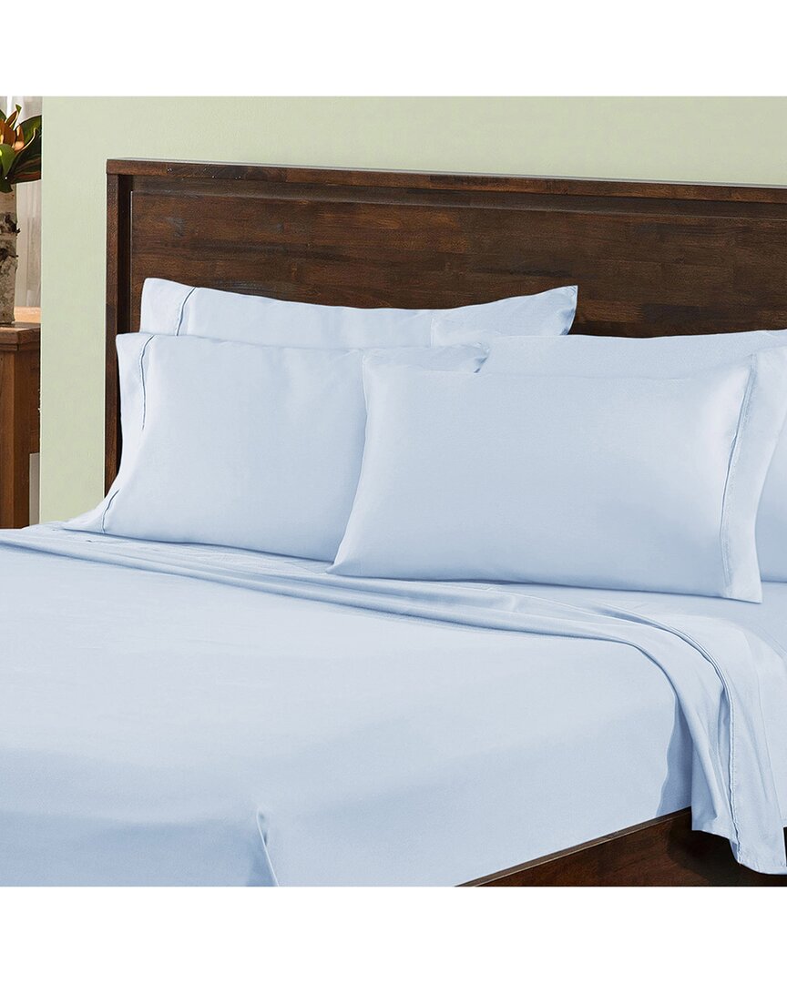 Shop Superior Premium Plush 1000 Thread Count Solid Deep Pocket Cotton Rich Bed Sheet Set In Blue