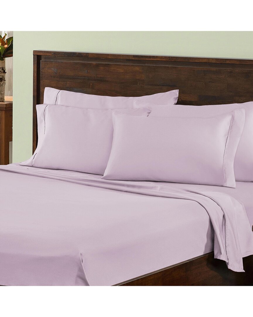 Superior Premium Plush 1000 Thread Count Solid Deep Pocket Cotton Blend Bed Sheet Set In Lilac