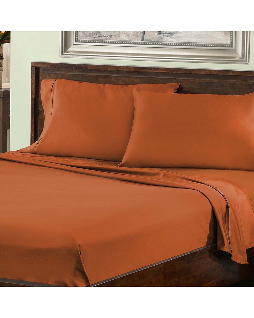 Superior Solid 800 Thread Count Cotton Blend Deep Pocket Sheet Set In Rust