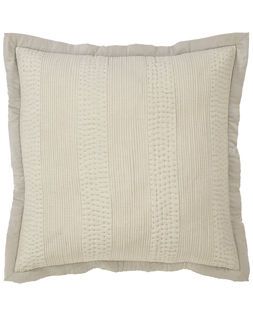 Orchids Lux Home Laysan Channel Quilted Cotton Coverlet Euro Sham In Neutral