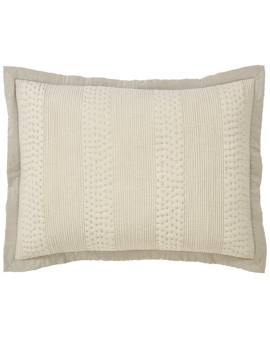 Orchids Lux Home Laysan Channel Quilted Cotton Coverlet Sham In Neutral