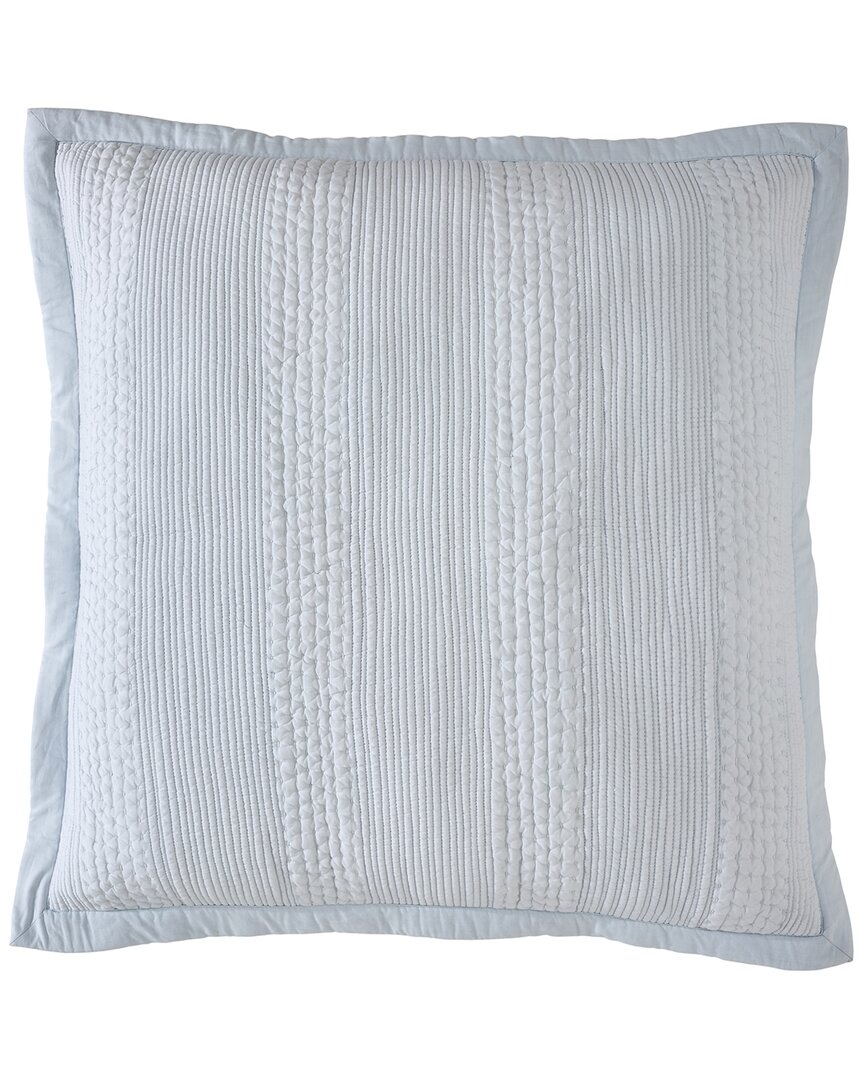 Orchids Lux Home Laysan Channel Quilted Cotton Coverlet Euro Sham In Blue
