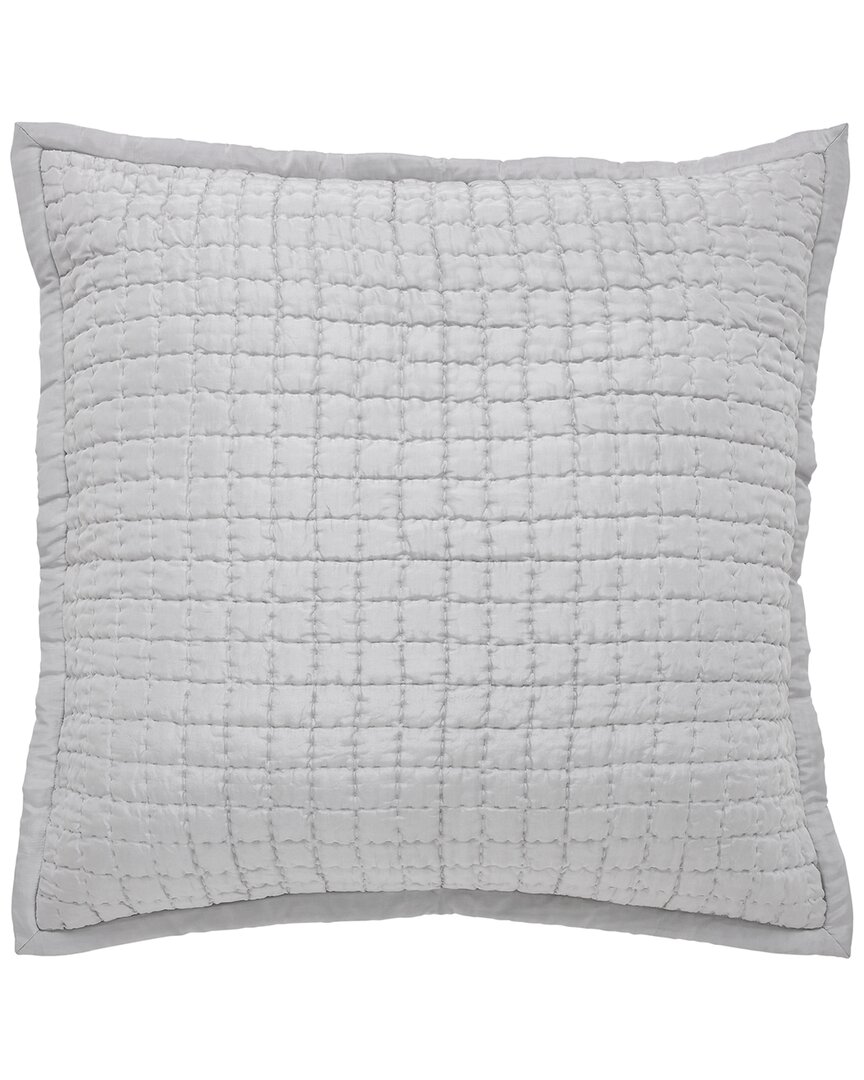 Orchids Lux Home Malibu Silk Square Quilted Coverlet Euro Sham In Gray