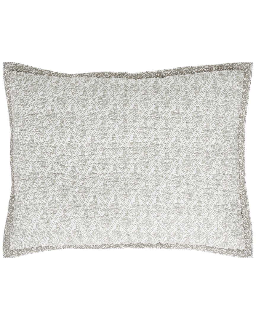 Orchids Lux Home Serenity Printed Reversible Quilt Sham In Gray