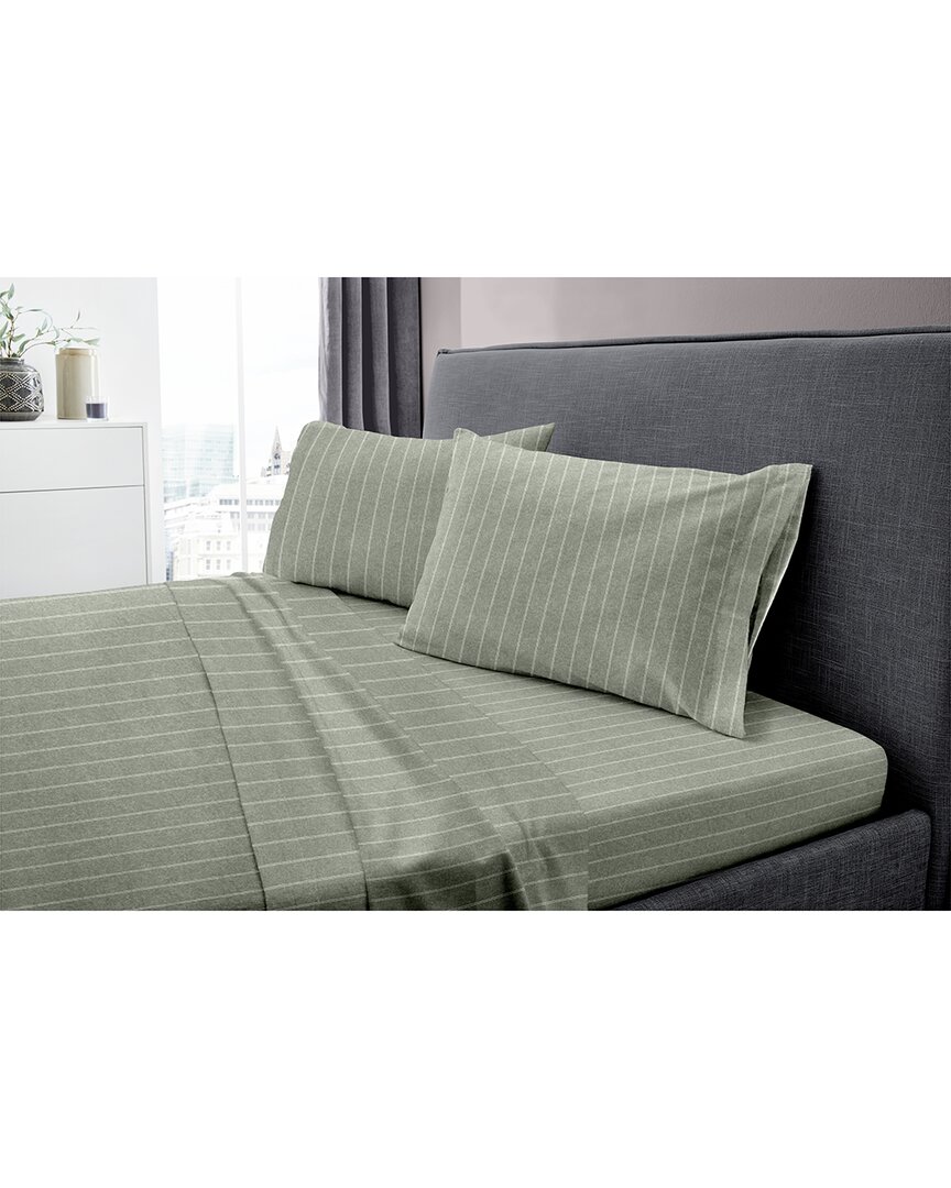Dormisette 250 Thread Count Luxury German Flannel Hemstitch Sheet Set In Green