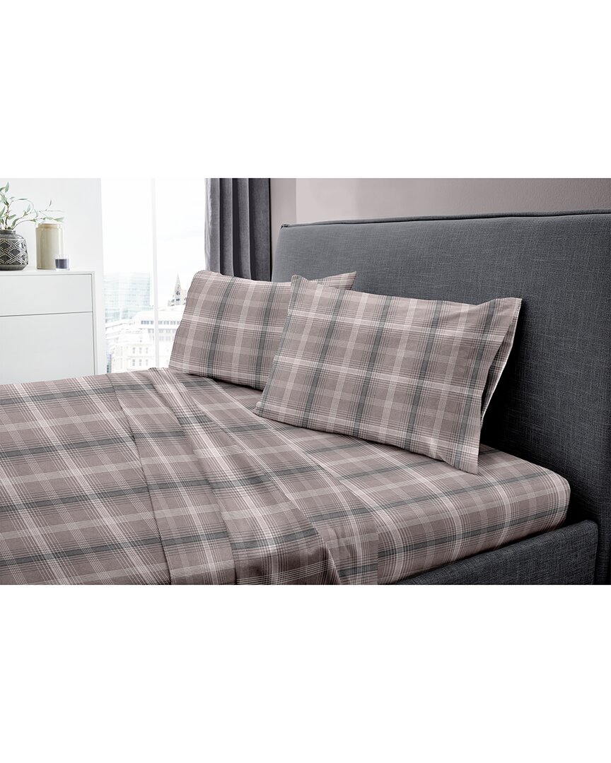 Dormisette 250 Thread Count Luxury German Flannel Hemstitch Sheet Set In Gray