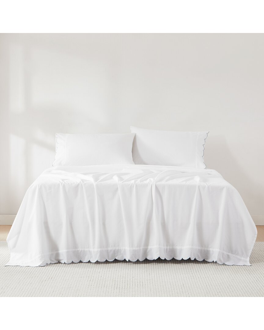 Lush Decor Lush Décor Coastal Chic Scalloped Edge Cotton Sheet Set In White