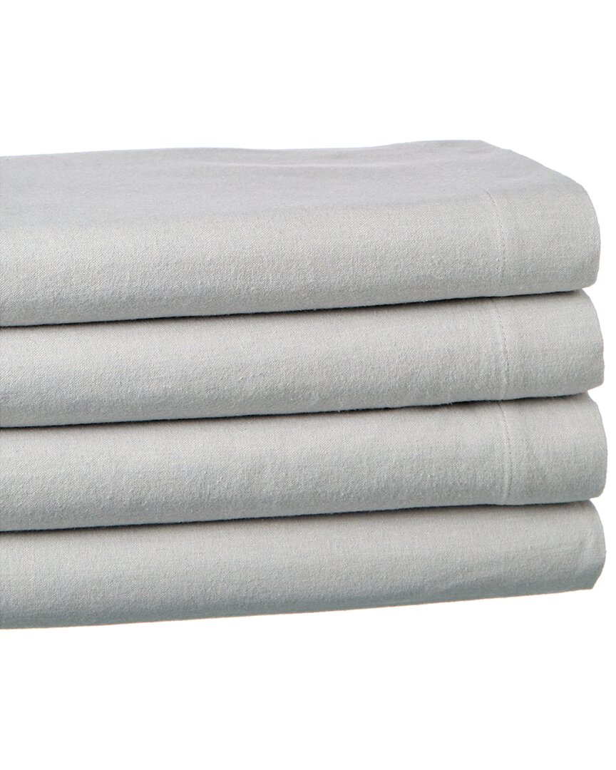 Shop Belle Epoque Chambray Flannel Sheet Set In Grey