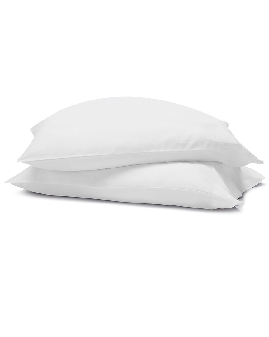 Superior Carmen 100% Cotton Linen Texture Vintage Wash Solid Percale Pillowcase Set In White
