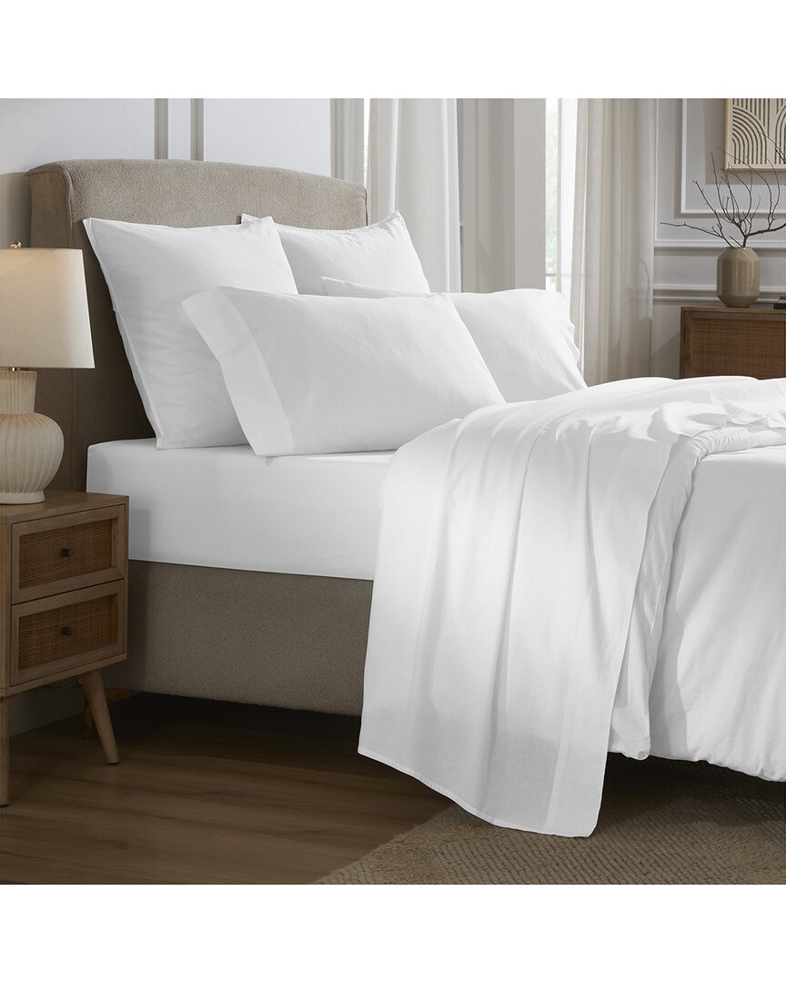 Superior Carmen 100% Cotton Linen Texture Vintage Wash Solid Deep Pocket Percale Sheet Set