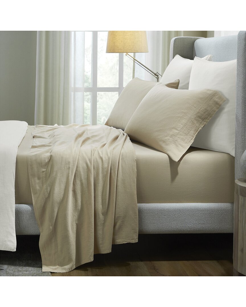 Superior Chloe 100% Cotton Linen Texture Vintage Wash Solid Deep Pocket  Percale Sheet Set In Neutral