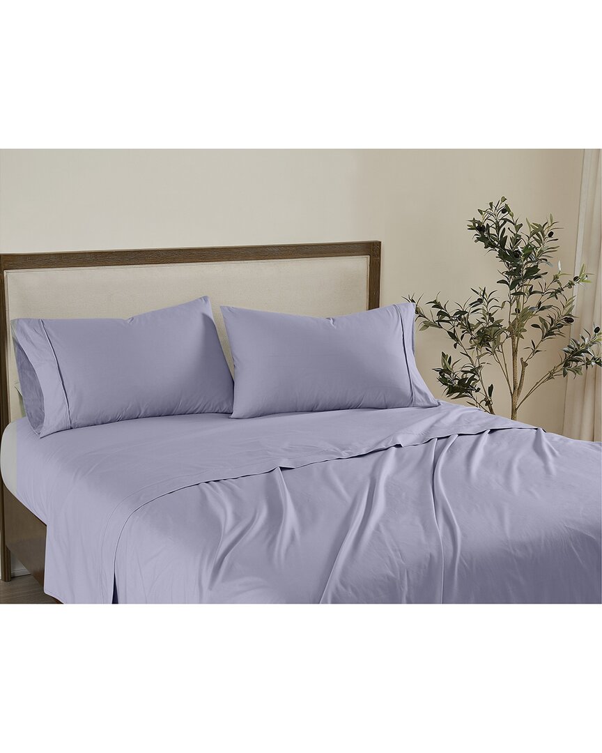 Brooklyn Loom Solid Cotton Percale Sheet Set In Purple