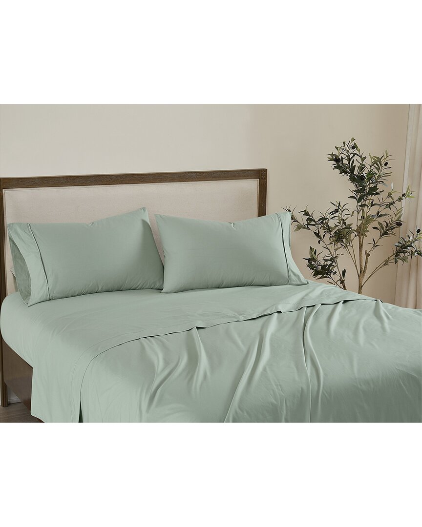 Brooklyn Loom Solid Cotton Percale Sheet Set In Green