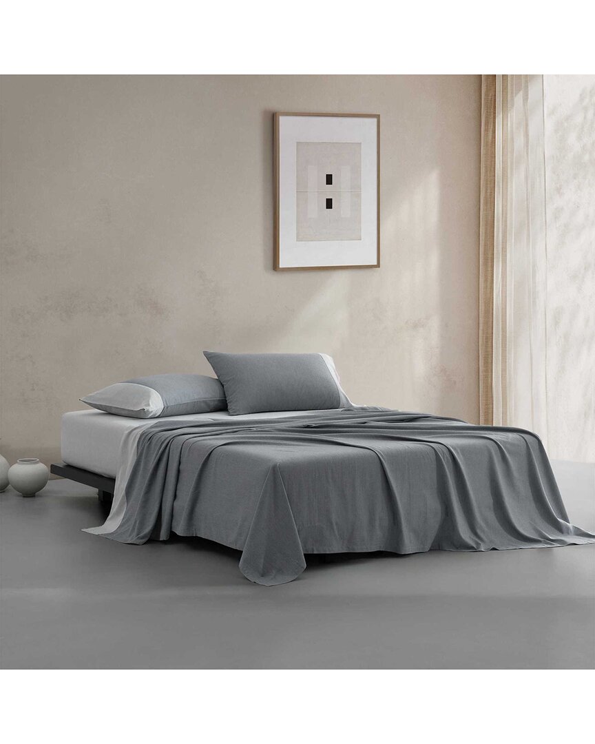 Calvin Klein Rekoop Cotton Blend Sateen Sheet Set - Blue In Gray