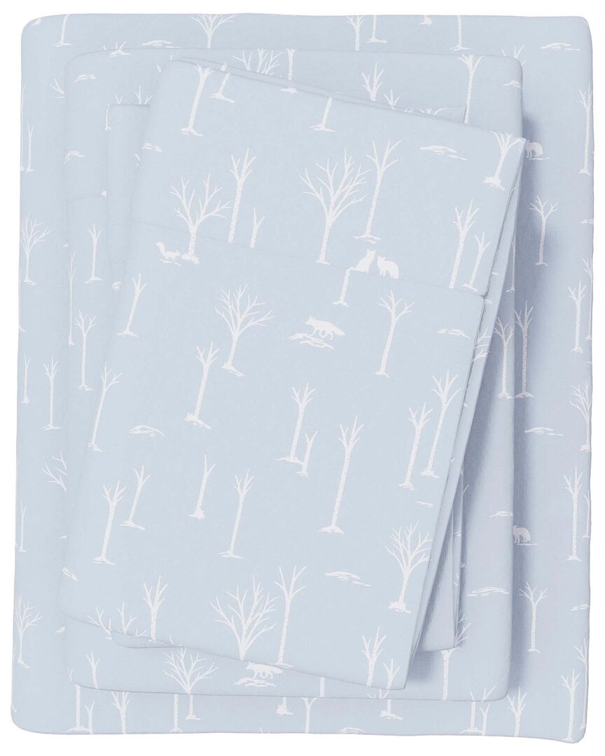 Linery & Co Elevated Lodge 100% Turkish Cotton Flannel Sheet Set In Blue