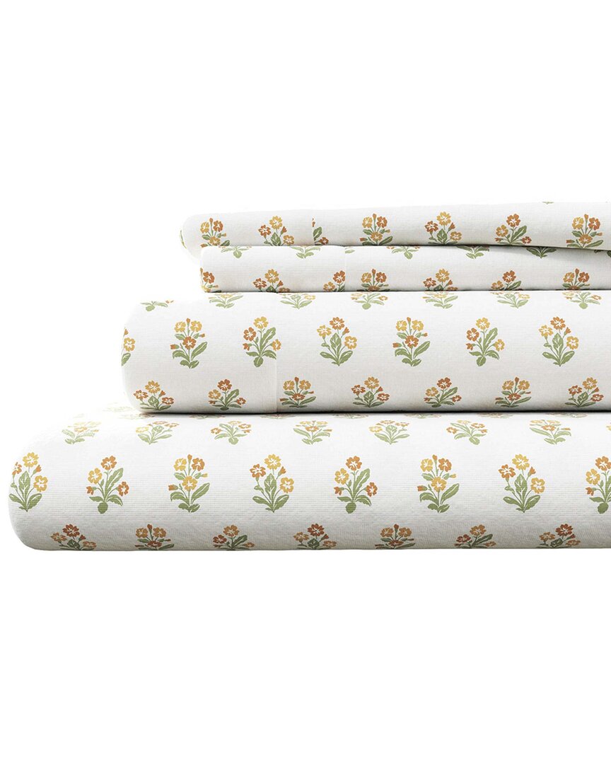 Linery & Co Winter Florals 100% Turkish Cotton Flannel Sheet Set In Multi