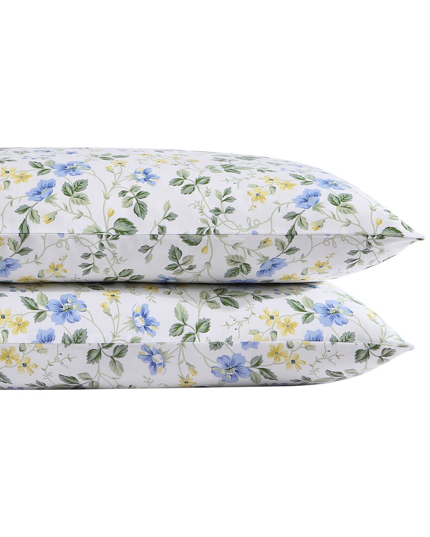 Laura Ashley Meadow Floral Set Of 2 Sateen Shams In Blue