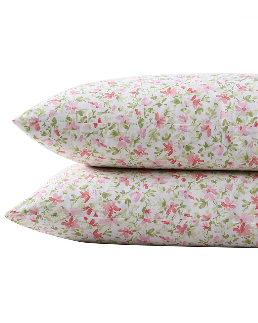 Laura Ashley Norella Set Of 2 Percale Shams In Pink