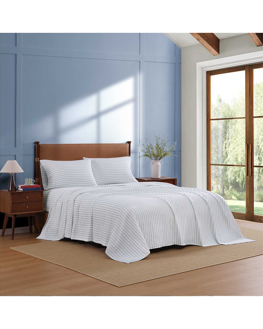 Tommy Hilfiger Joshua Tree Stripe Cotton Percale Sheet Set In White