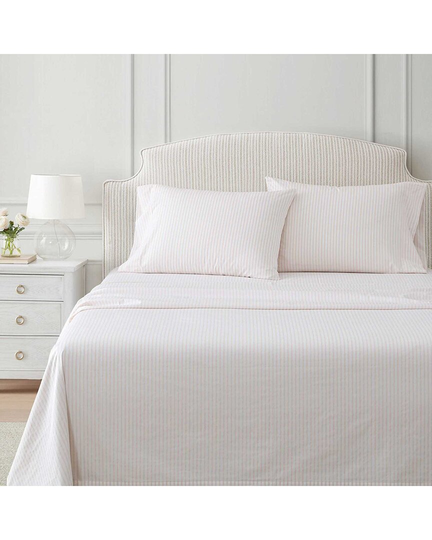 Martha Stewart Ticking Stripe Cotton Percale Sheet Set