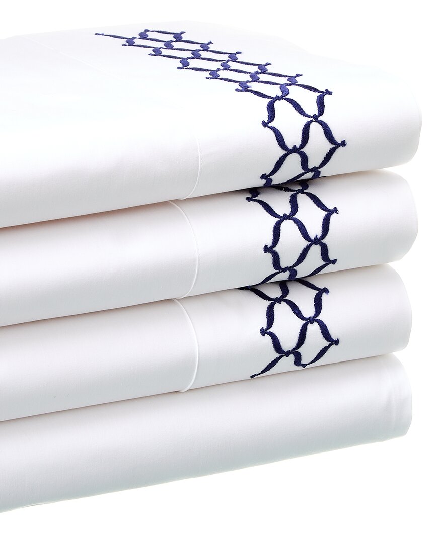 Dea Italian Linens Sinfonia Toscana Virgina Embroidered Sheet Set In White