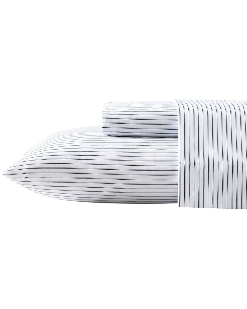 Nautica Striped Grey Microfiber Queen Sheet Set