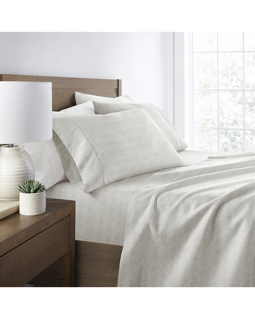 Home Collection Soft Lines Patterned Ultra-soft Bed Sheet Set In Gray