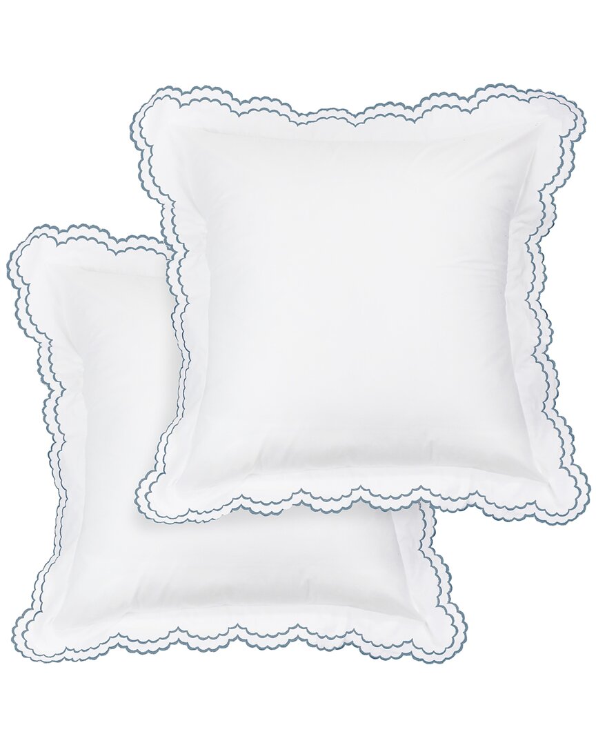 Melange Home Double Scalloped Embroidered Sham Pair In Blue