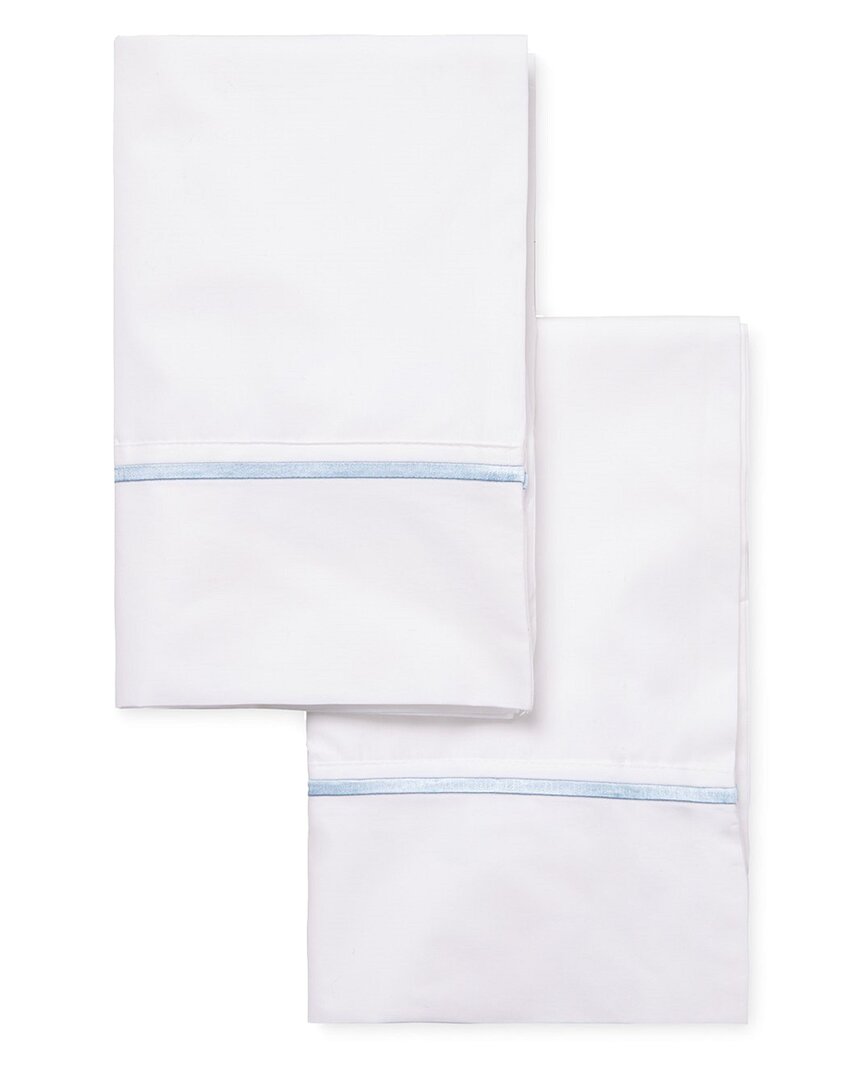 Melange Home Mélange Home 300tc Percale Cotton Single Marrow Embroidered Pillowcases In Blue