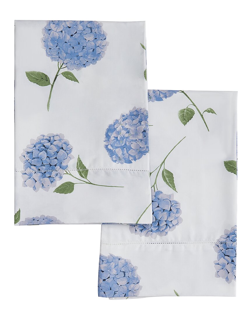 Shop Melange Home Mélange Home 400tc Sateen Cotton Hydrangea Hemstitch Pillowcases In Blue