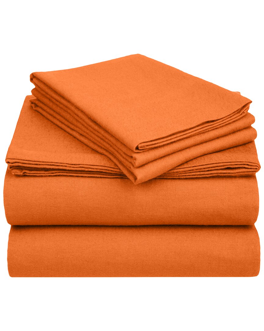 Superior Flannel Deep Pocket Solid Sheet Set In Orange