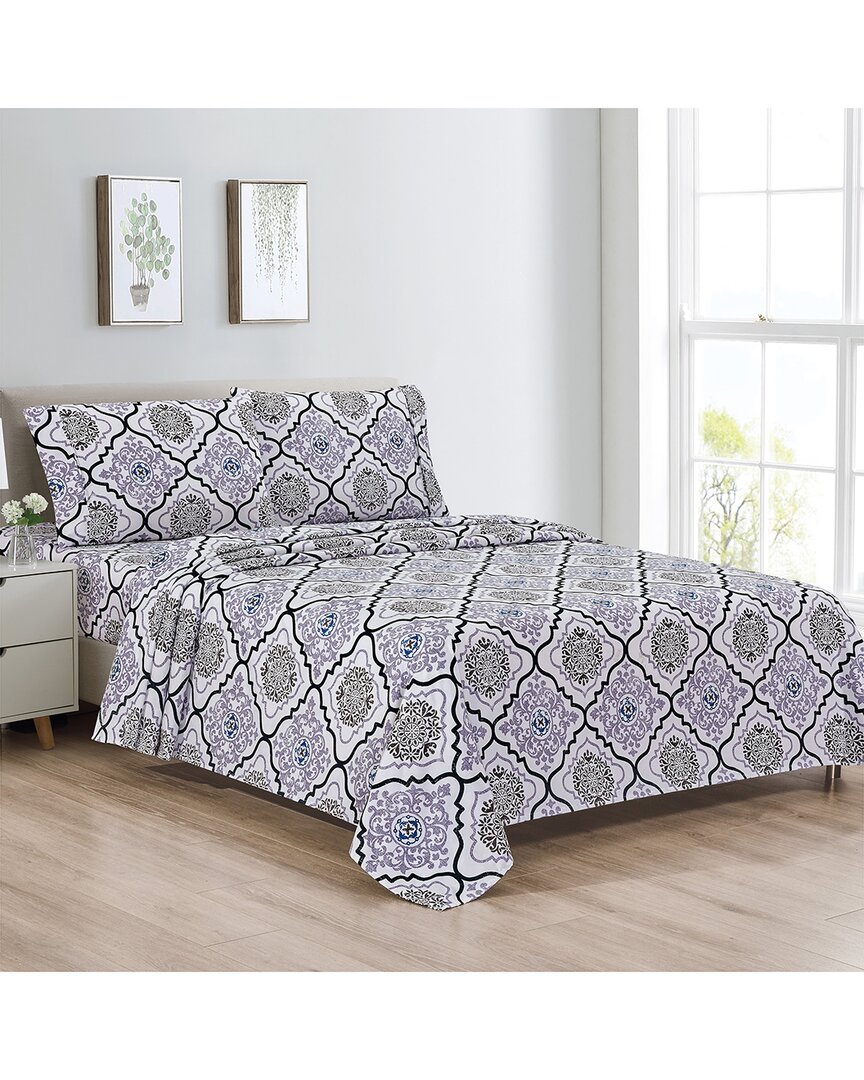 Bibb Home 1800 Thread Count 4pc Egyptian Luxury Printed Sheet Set