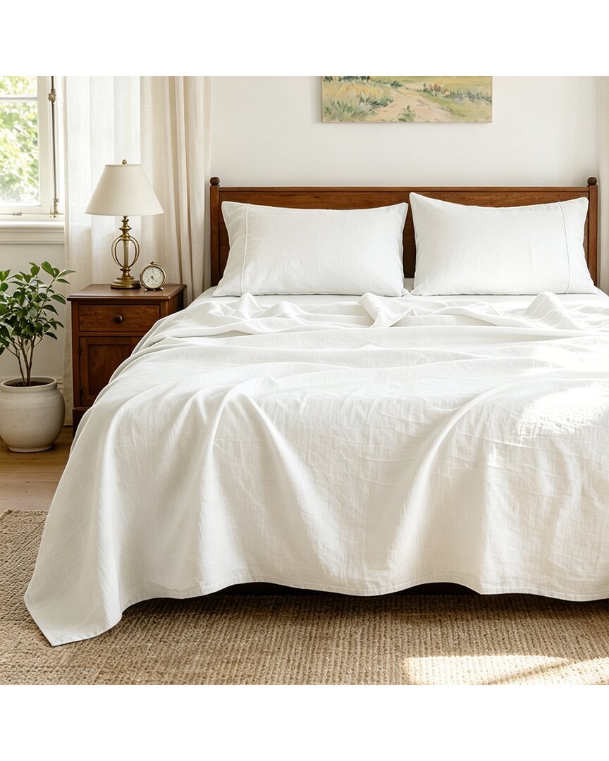 Awesome Home Linen Solid Sheet Set In Multi