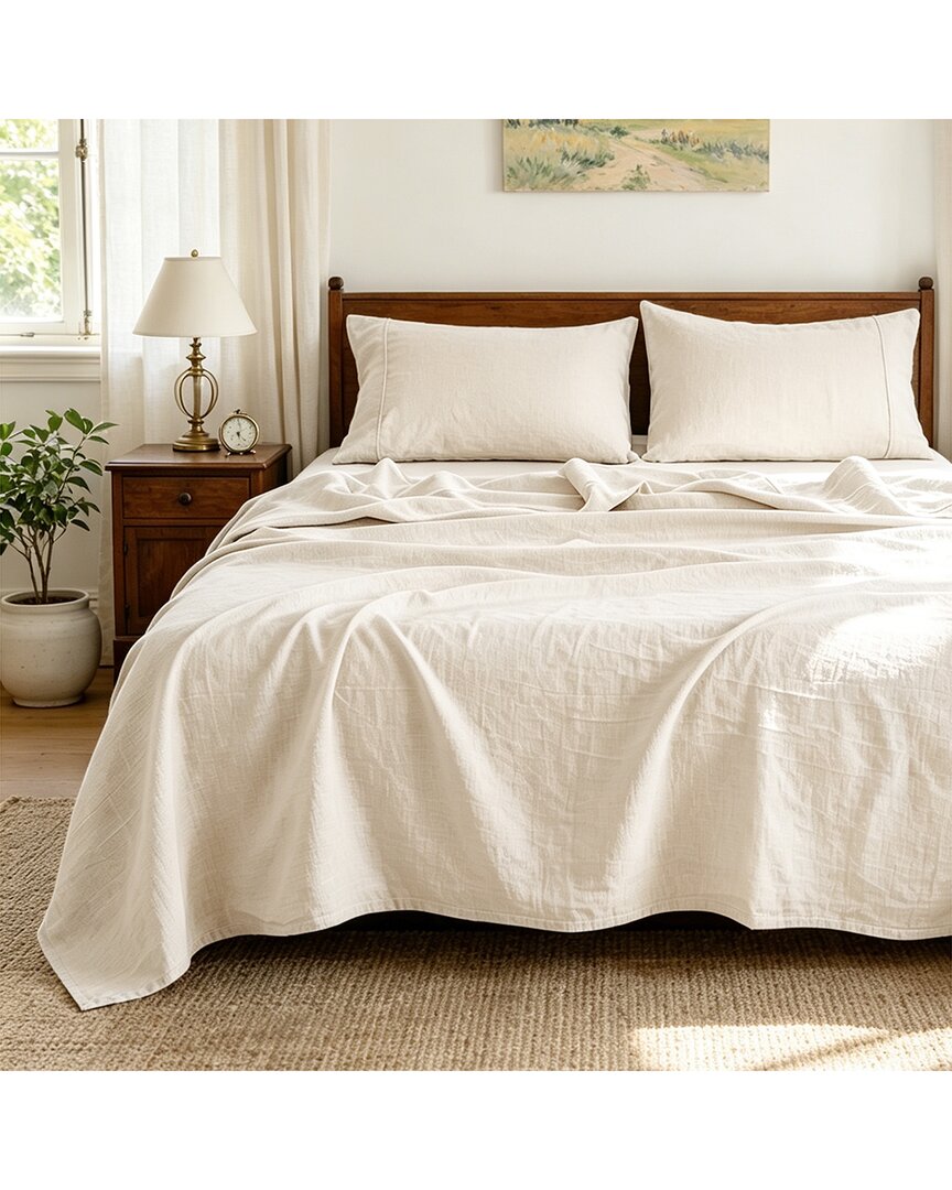 Awesome Home Linen Solid Sheet Set In Multi
