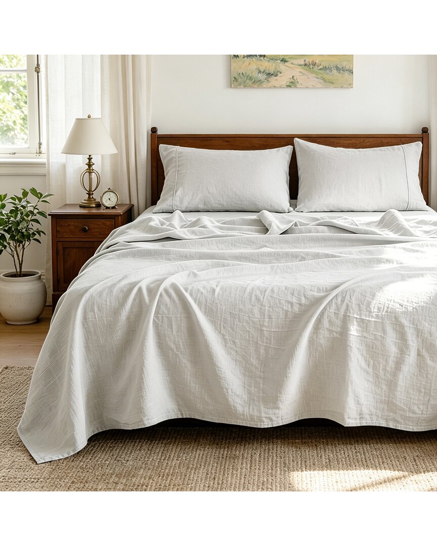 Awesome Home Linen Solid Sheet Set In Gray