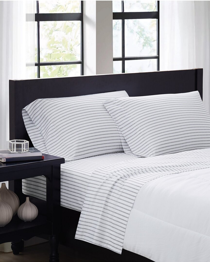 Truly Soft Pinstripe White Grey Sheet Set