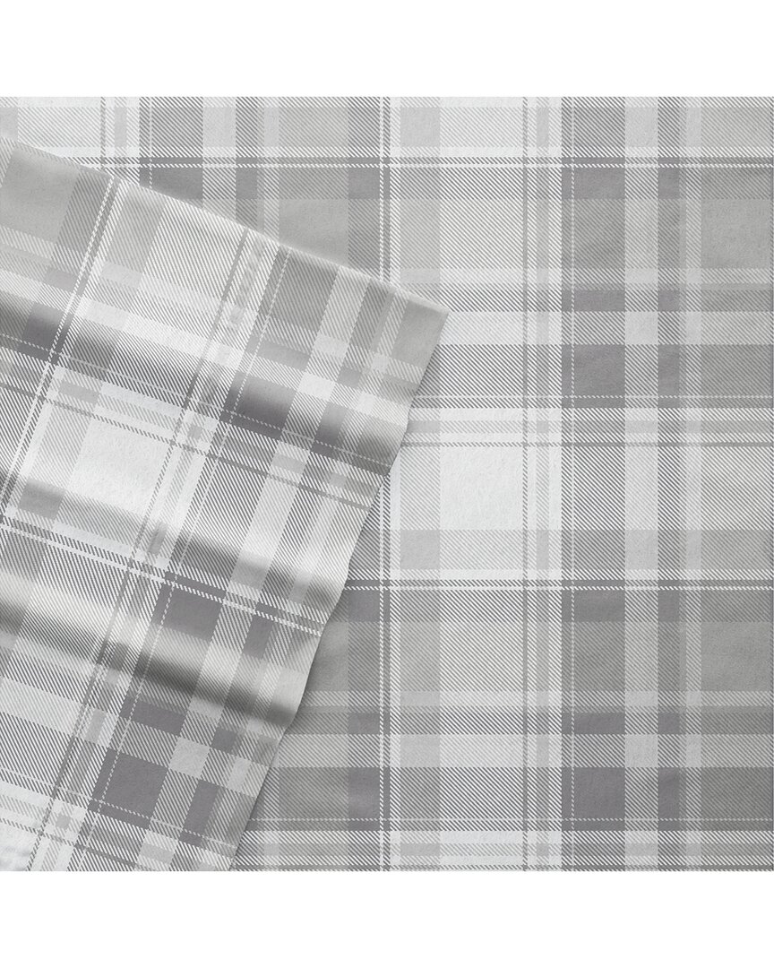 Shop Home Collection Plaid 4pc Flannel Sheet Set In Grey
