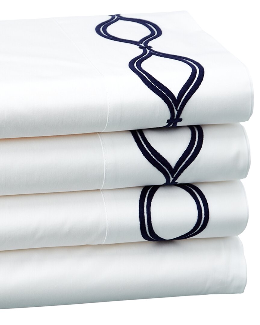 Shop Dea Italian Linens Sinfonia Toscana Telaio Embroidery Percale Sheet Set In White