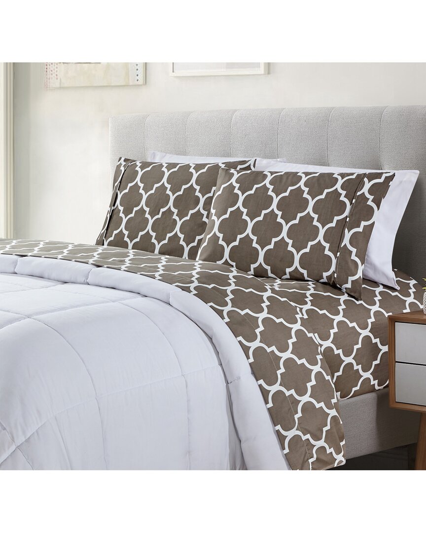 Bibb Home 1800 Thread Count 4pc Egyptian Luxury Printed Sheet Set